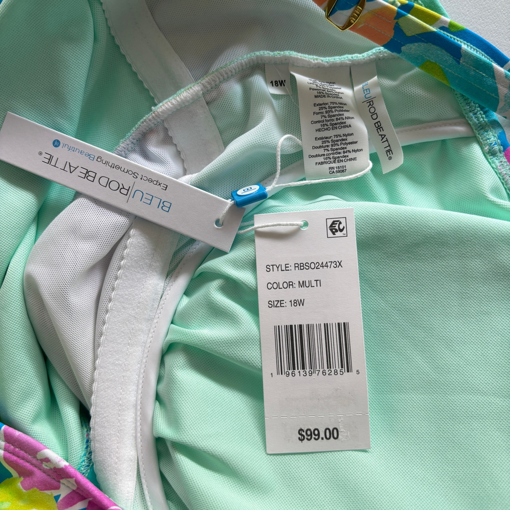 Bleu by Rod Beattie Women's Plus Size 18W Multicolor Scoop-Neck Tankini Top NWT - Picture 7 of 7